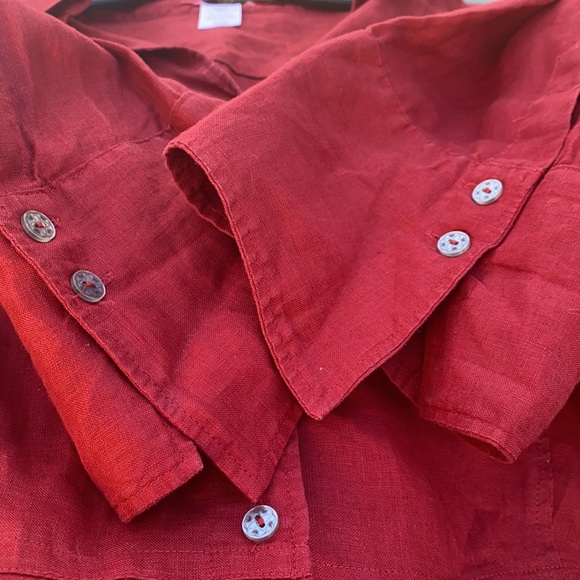 AK Anne Klein Burgundy Button Down Linen Blouse 18 - Picture 9 of 12